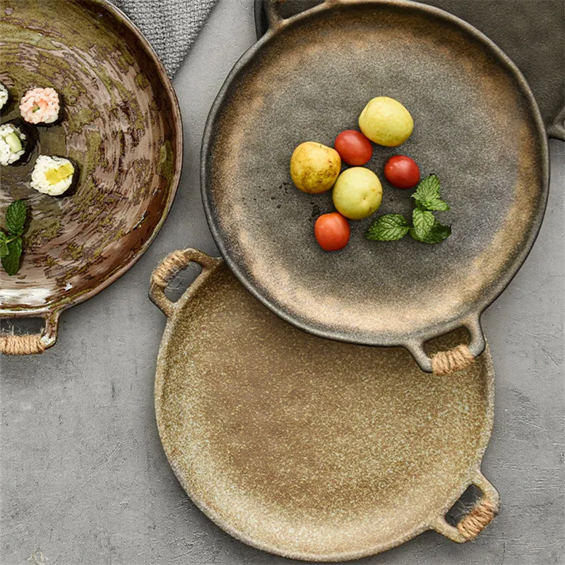 Assiette à deux anses en céramique Méridien, 23 cm, quatre coloris, vue 3