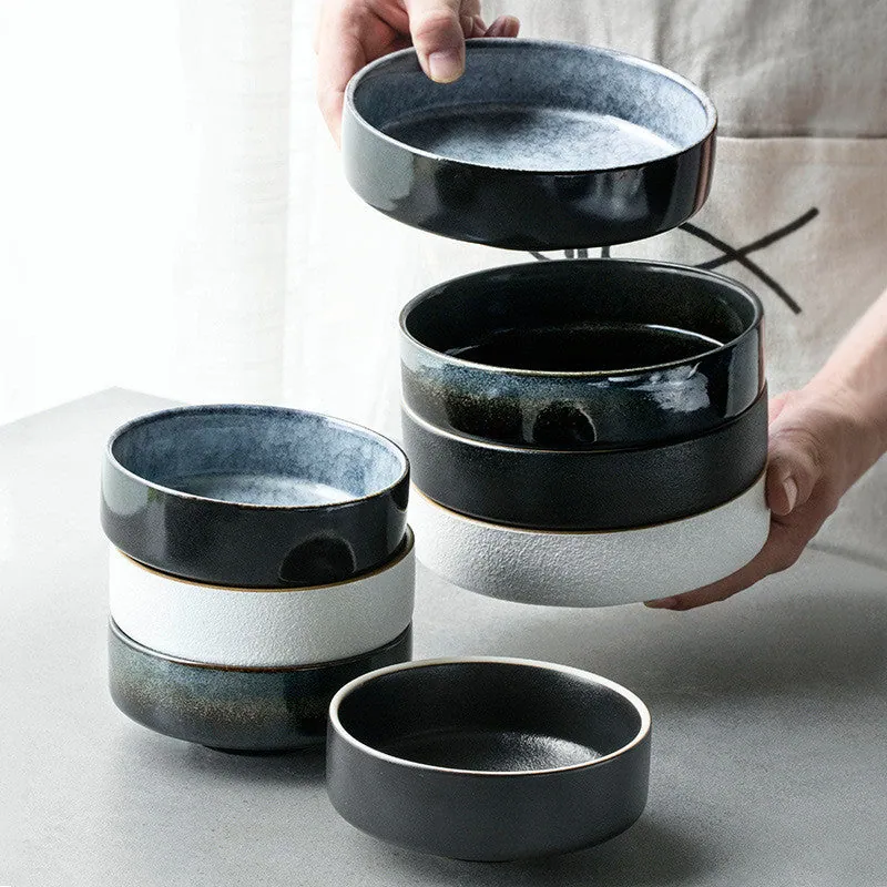 Assiette creuse et bol japonais en grès Camélia