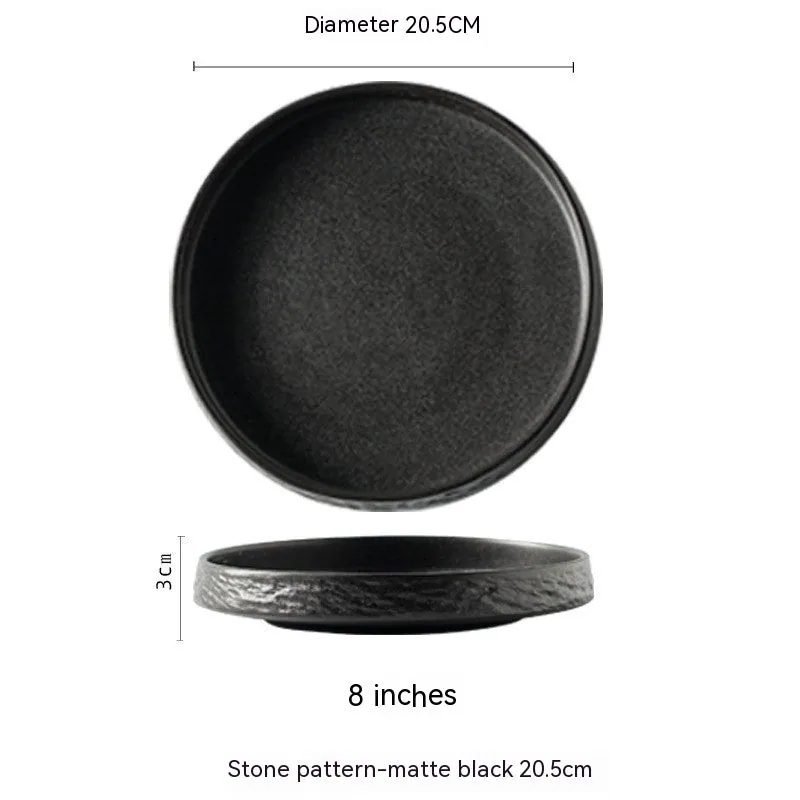 Assiette creuse japonaise en grès noir mat ou blanc Osaka, vue 2