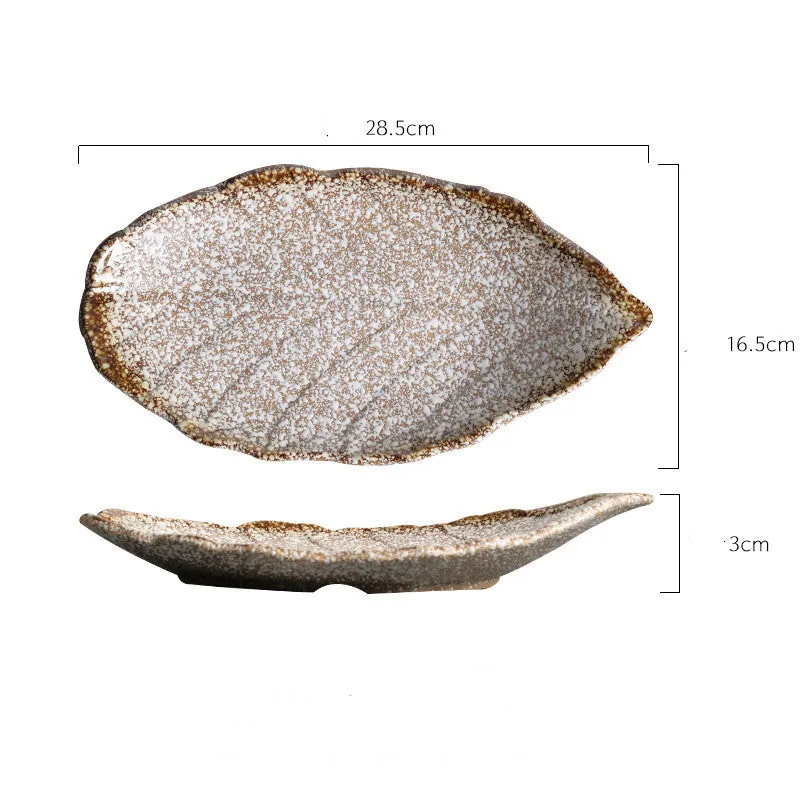 Assiette feuille japonaise en grès Granit, petite ou grande, vue 5