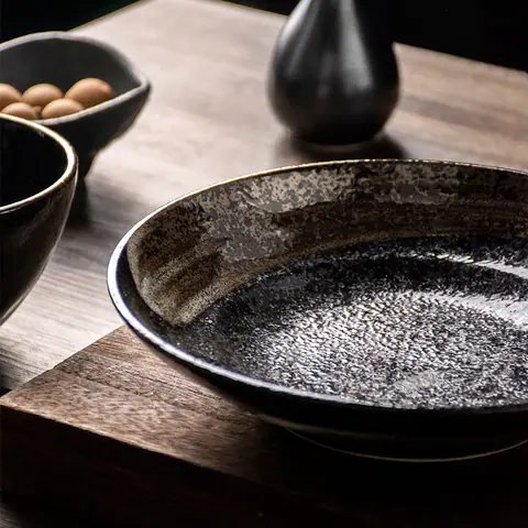Assiette creuse japonaise en grès Douceur, 20 cm, six coloris
