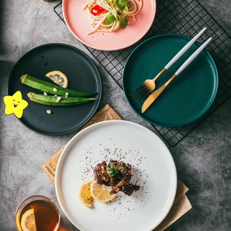 Assiette japonaise en grès mat Ambre, 18,5 et 25 cm