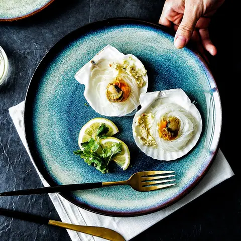 Assiette japonaise en grès à glaçure argile, 20 ou 25,4 cm