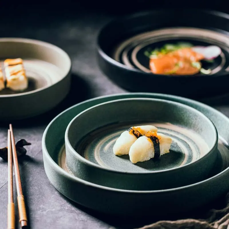 Assiette japonaise en céramique émail de style céladon, vue 2