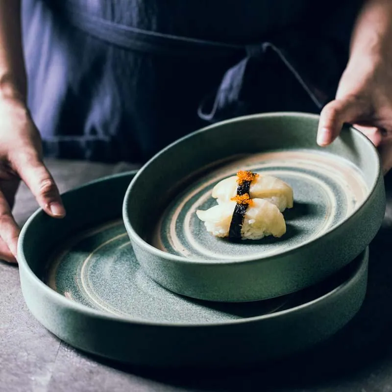 Assiette japonaise en céramique émail de style céladon, vue 3