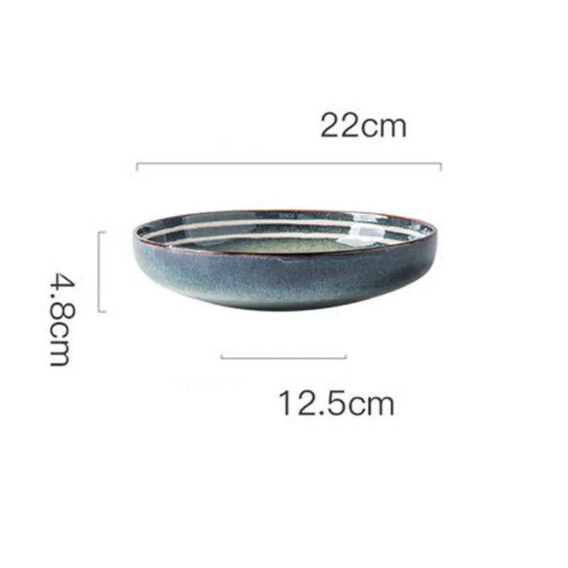 Assiette creuse japonaise en grès effet galets, bols assortis, vue 2