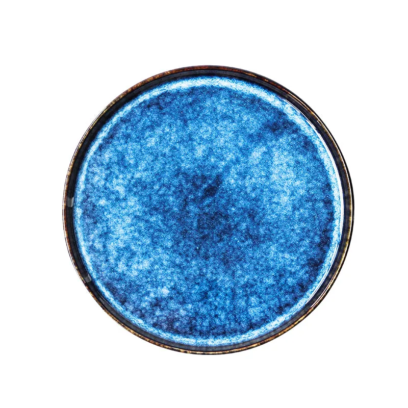 Assiette japonaise en porcelaine émaillée bleue Hiroshima, vue 4