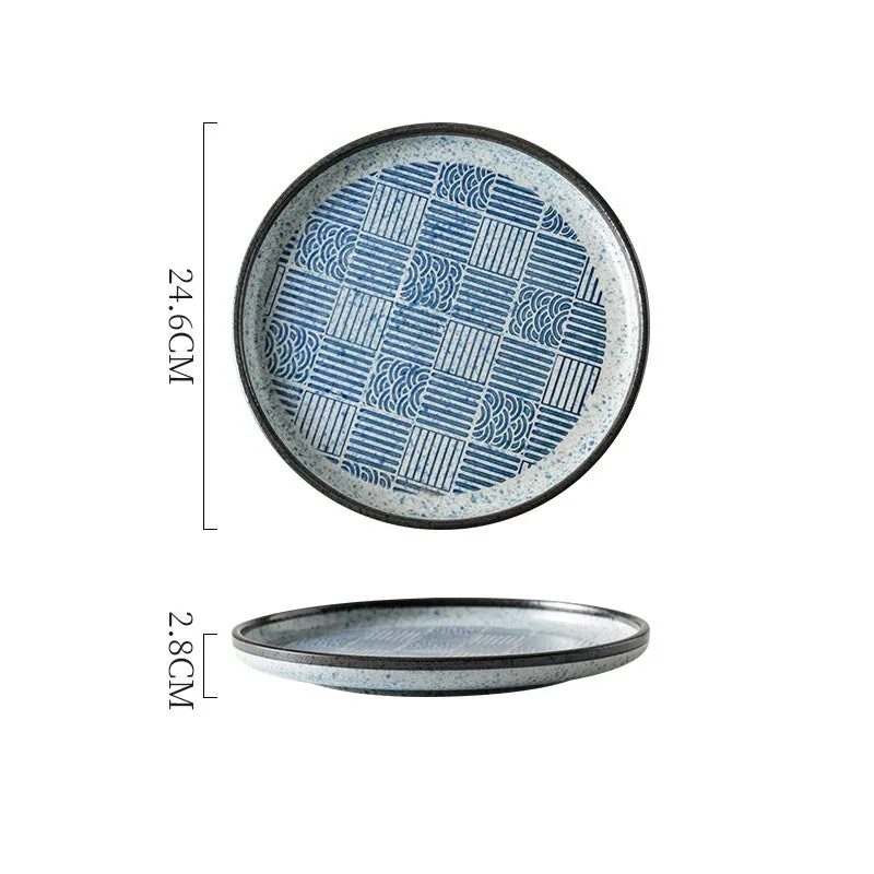 Assiette japonaise en grès à motifs bleu et blanc Kamakura, vue 4