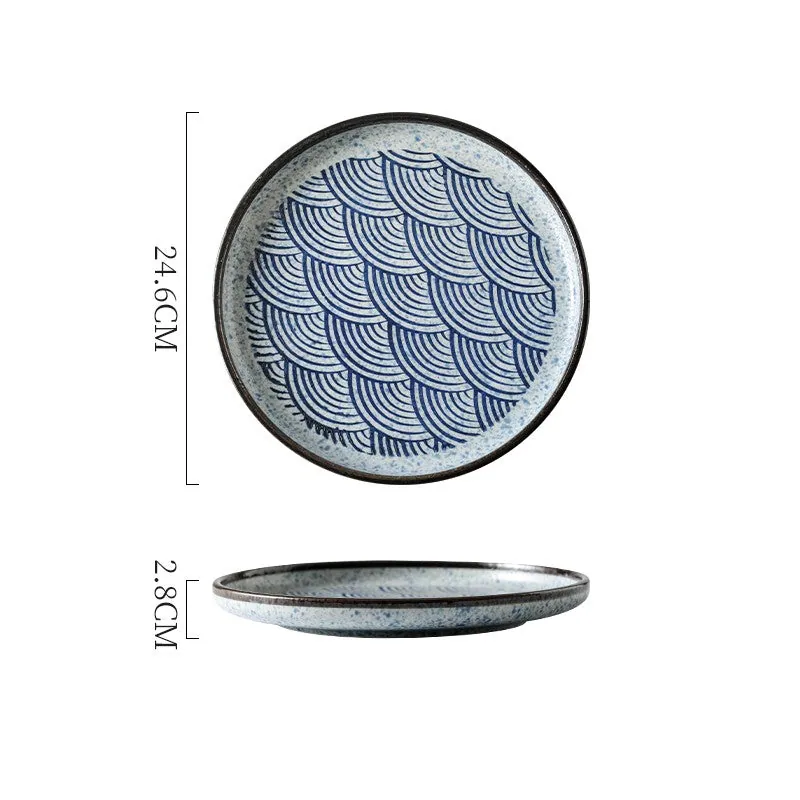 Assiette japonaise en grès à motifs bleu et blanc Kamakura, vue 6
