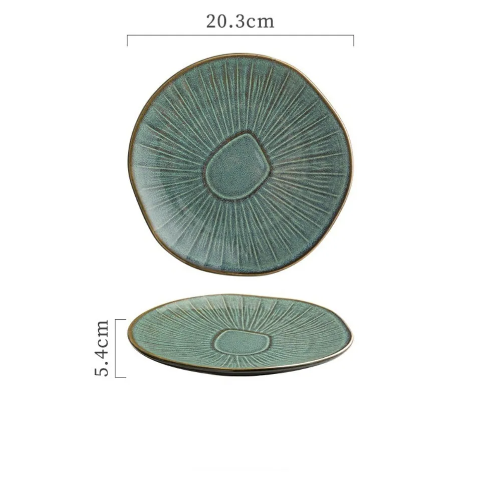 Assiette japonaise en grès à relief rayonnant Kanazawa, vue 6