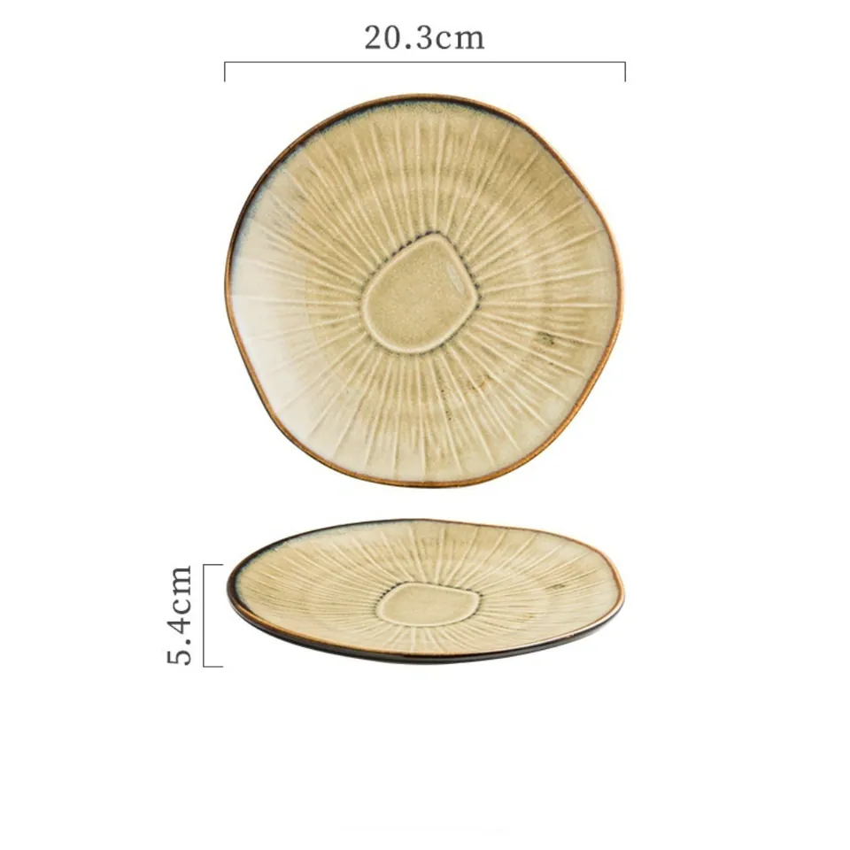 Assiette japonaise en grès à relief rayonnant Kanazawa, vue 7