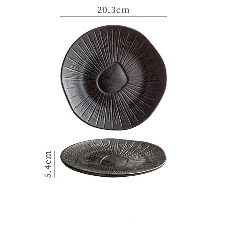 Assiette japonaise en grès à relief rayonnant Kanazawa, vue 8