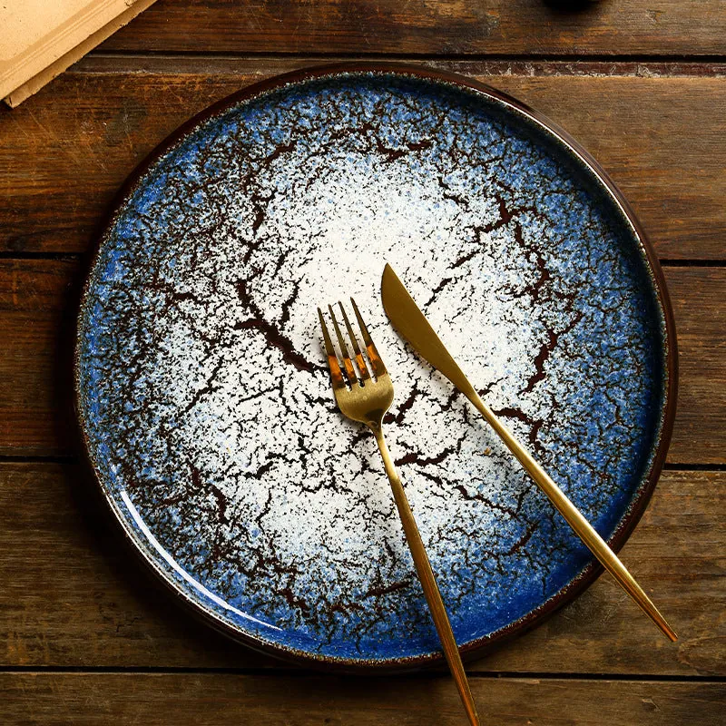 Assiette japonaise en céramique à glaçure bleue Nikko, vue 4