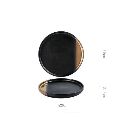 Assiette japonaise en céramique noire et or Rubis, vue 6