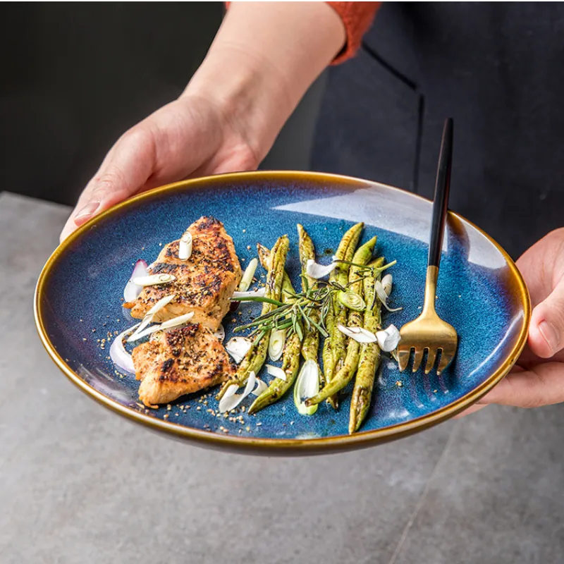 Assiette japonaise en grès Saphir, 23 cm, glaçure bleu arctique, vue 3