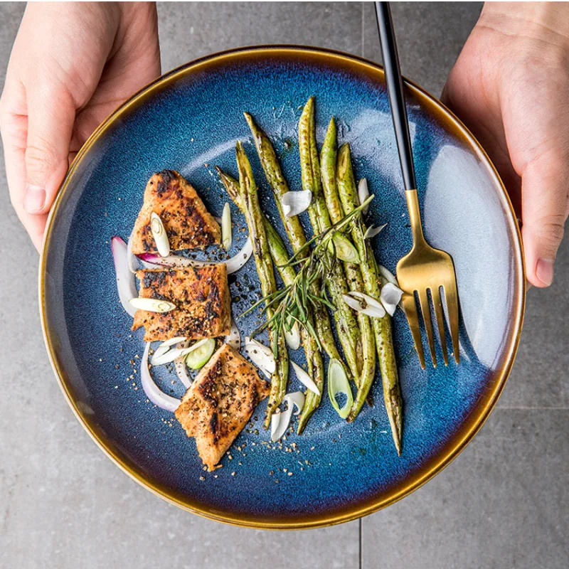 Assiette japonaise en grès Saphir, 23 cm, glaçure bleu arctique, vue 4