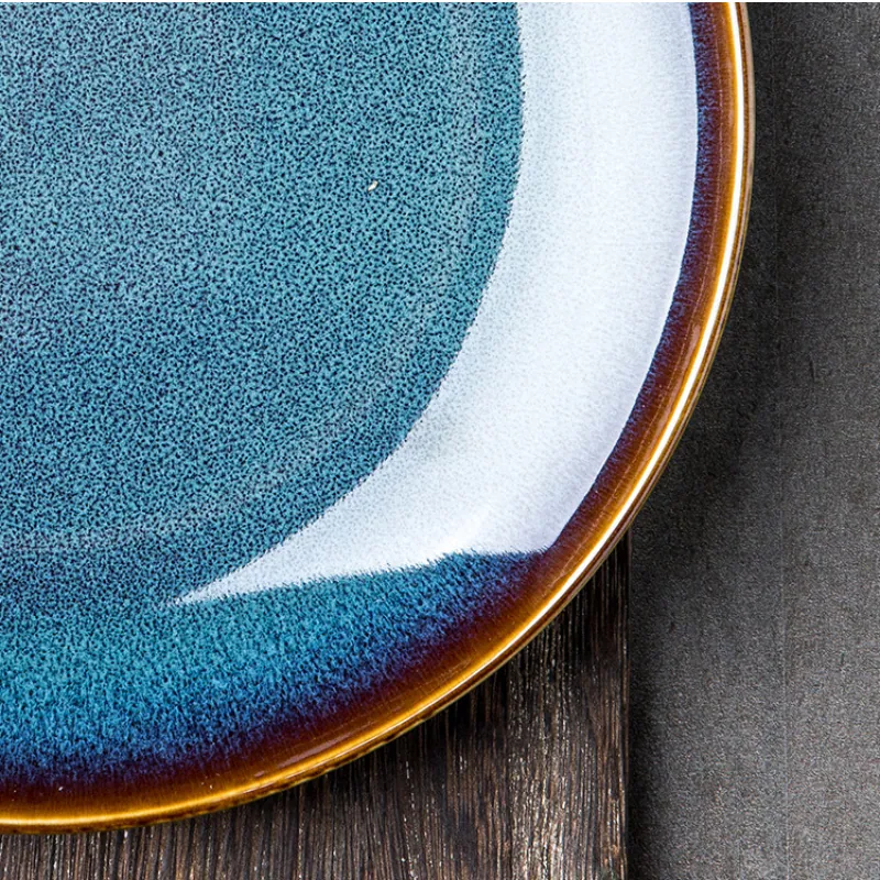 Assiette japonaise en grès Saphir, 23 cm, glaçure bleu arctique, vue 5
