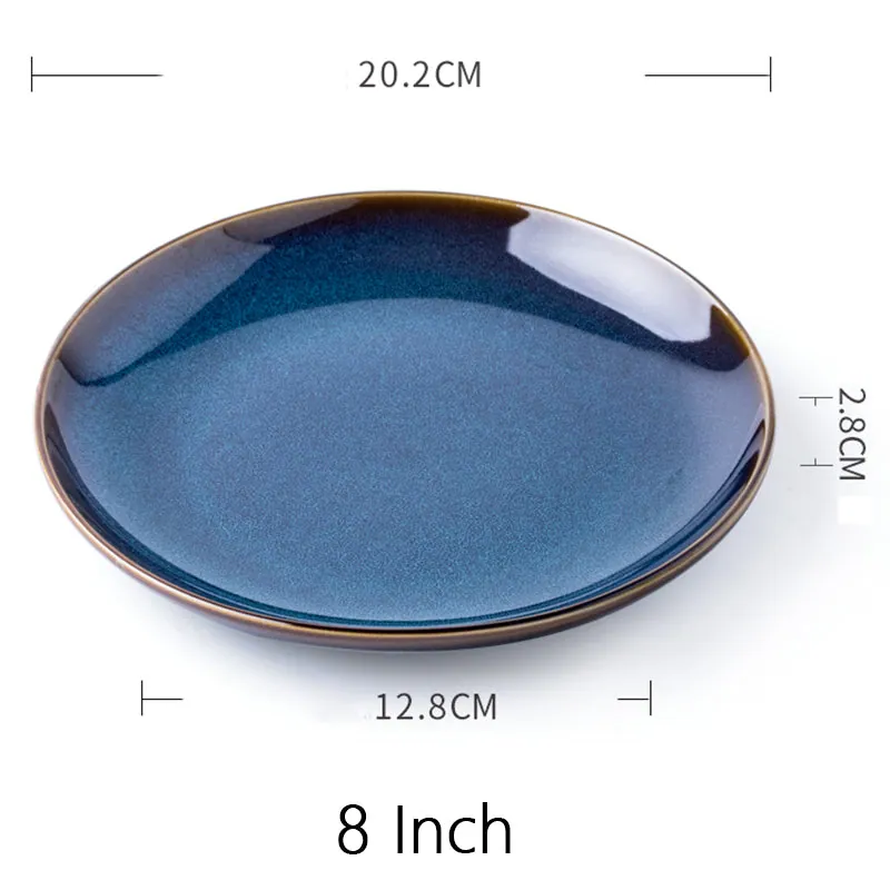 Assiette japonaise en grès Saphir, 23 cm, glaçure bleu arctique, vue 6