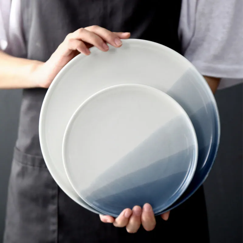 Assiette japonaise en grès émail de style shino, 2 tailles