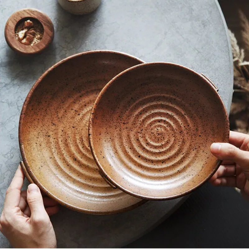 Assiette japonaise en grès émaillé Shirakawa, vue 2