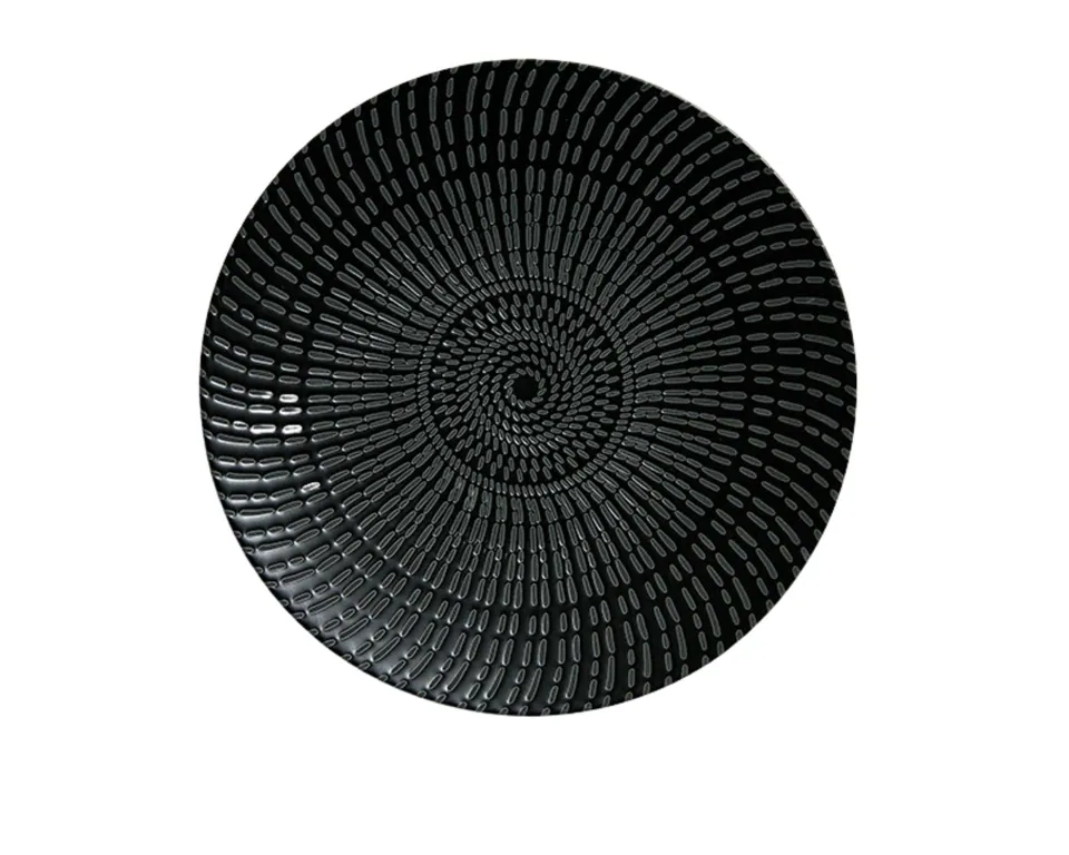 Assiette japonaise en grès émaillé noir Yanaka, vue 3