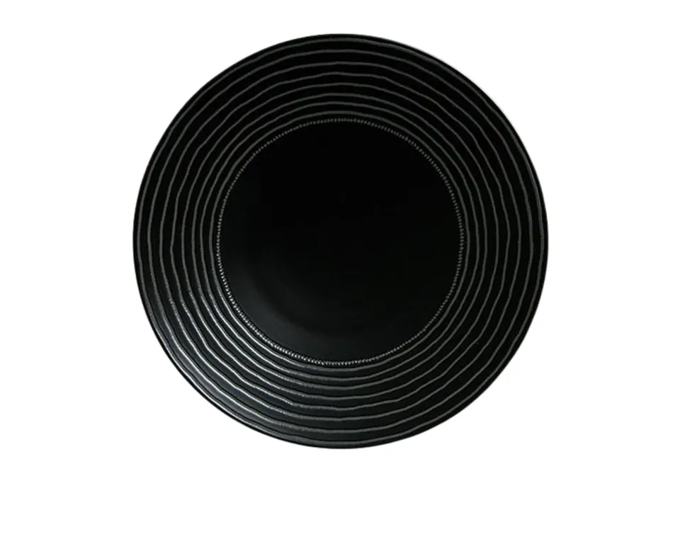 Assiette japonaise en grès émaillé noir Yanaka, vue 4