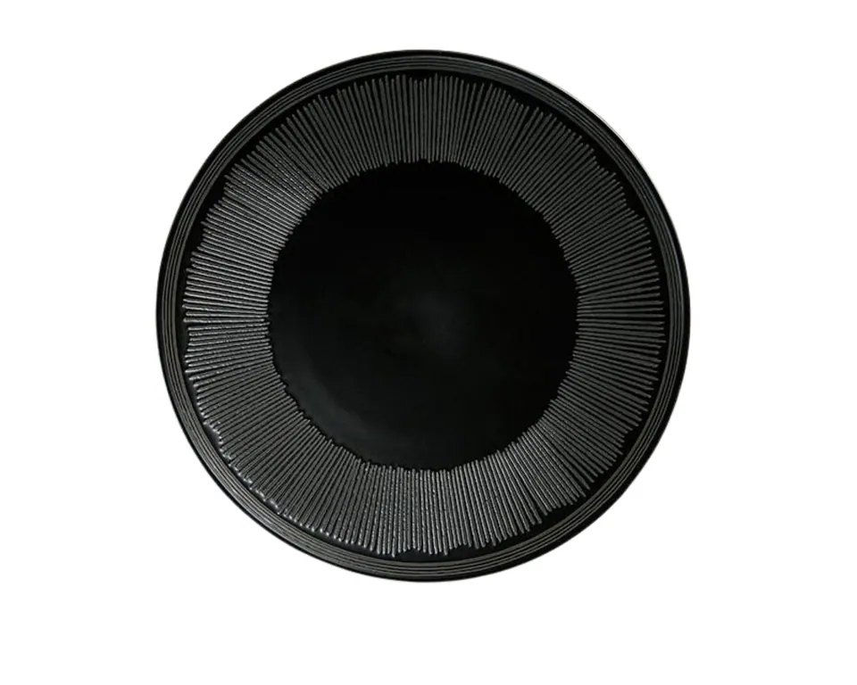 Assiette japonaise en grès émaillé noir Yanaka, vue 5