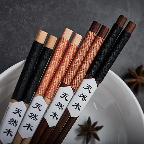 Baguettes japonaises antidérapantes en bois Châtaigne
