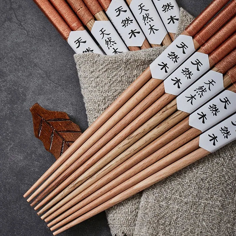 Baguettes japonaises antidérapantes en bois Châtaigne, vue 2
