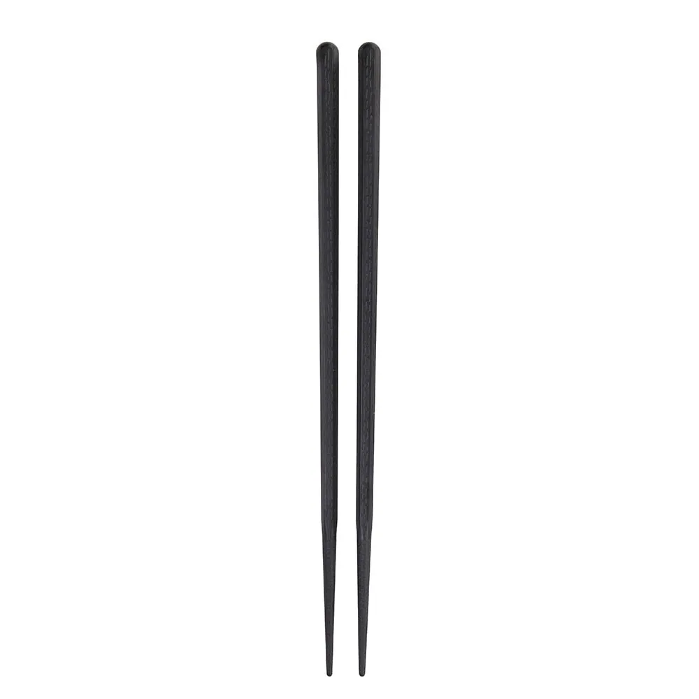Baguettes japonaises en bois laqué noir mat effet grès, 23 cm