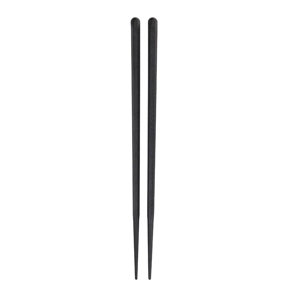 Baguettes japonaises en bois laqué noir mat effet grès, 23 cm