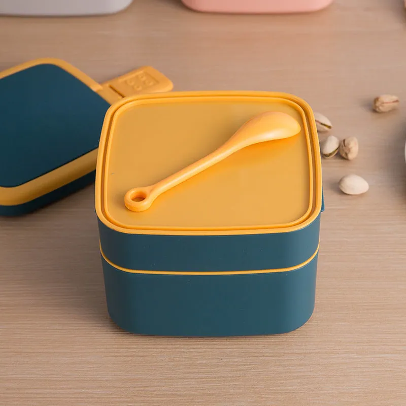 Bento japonais à deux étages Sculpté, 1,2 L, en plastique, vue 3