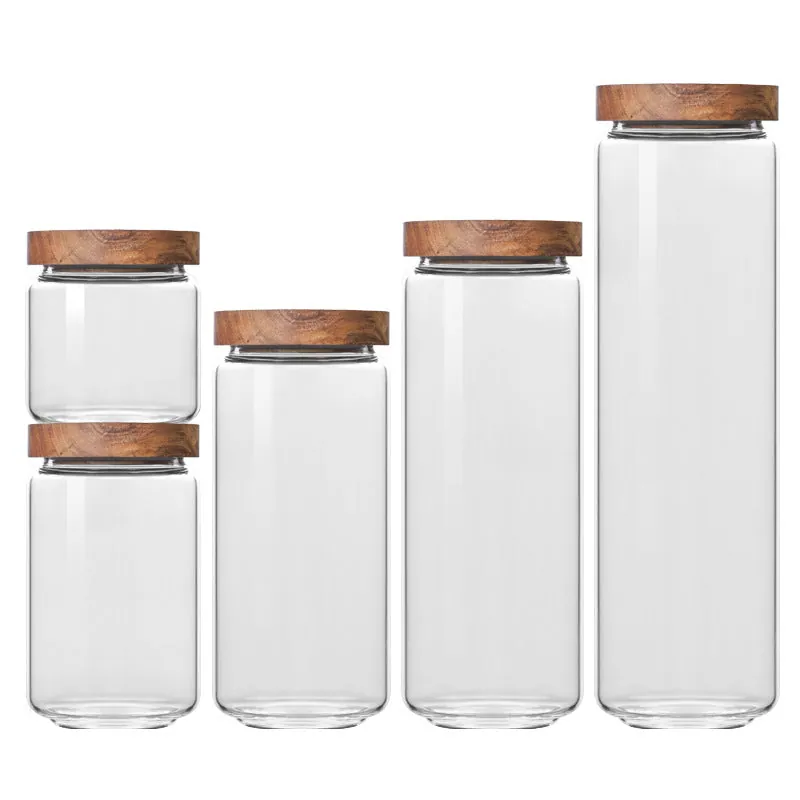 Bocal en verre avec couvercle en bois, collection Densité, vue 8