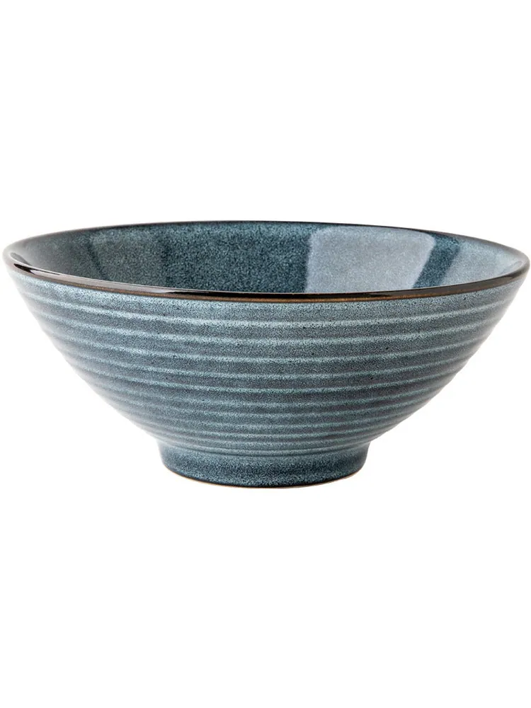 Bol à ramen japonais en grès bleu Pivoine, vue 4