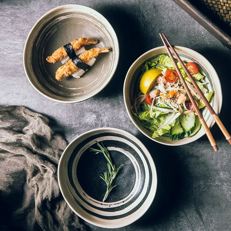 Bol japonais en céramique évasé Chawan, vert, gris ou noir, vue 2
