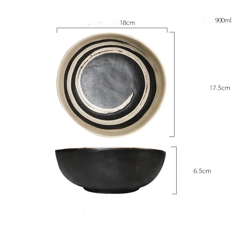 Bol japonais en céramique évasé Chawan, vert, gris ou noir, vue 6