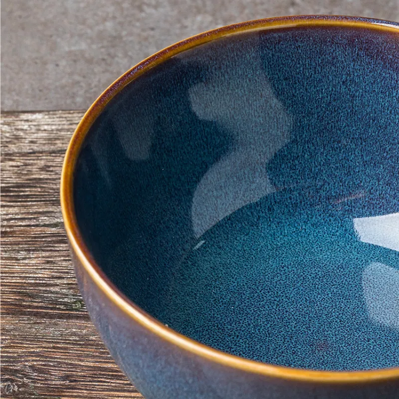 Bol japonais en grès Topaze, 14 cm, glaçure bleu boréal, vue 3