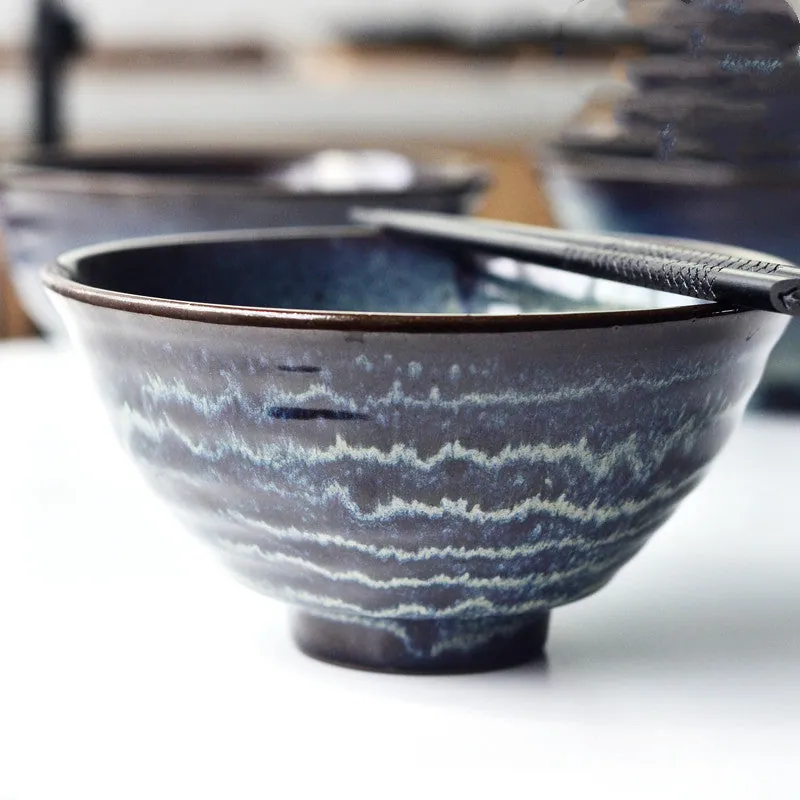 Bol japonais en porcelaine à glaçure bleutée Givre, vue 2