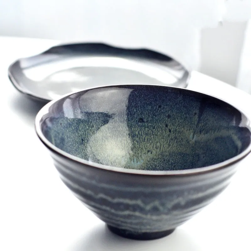 Bol japonais en porcelaine à glaçure bleutée Givre, vue 3