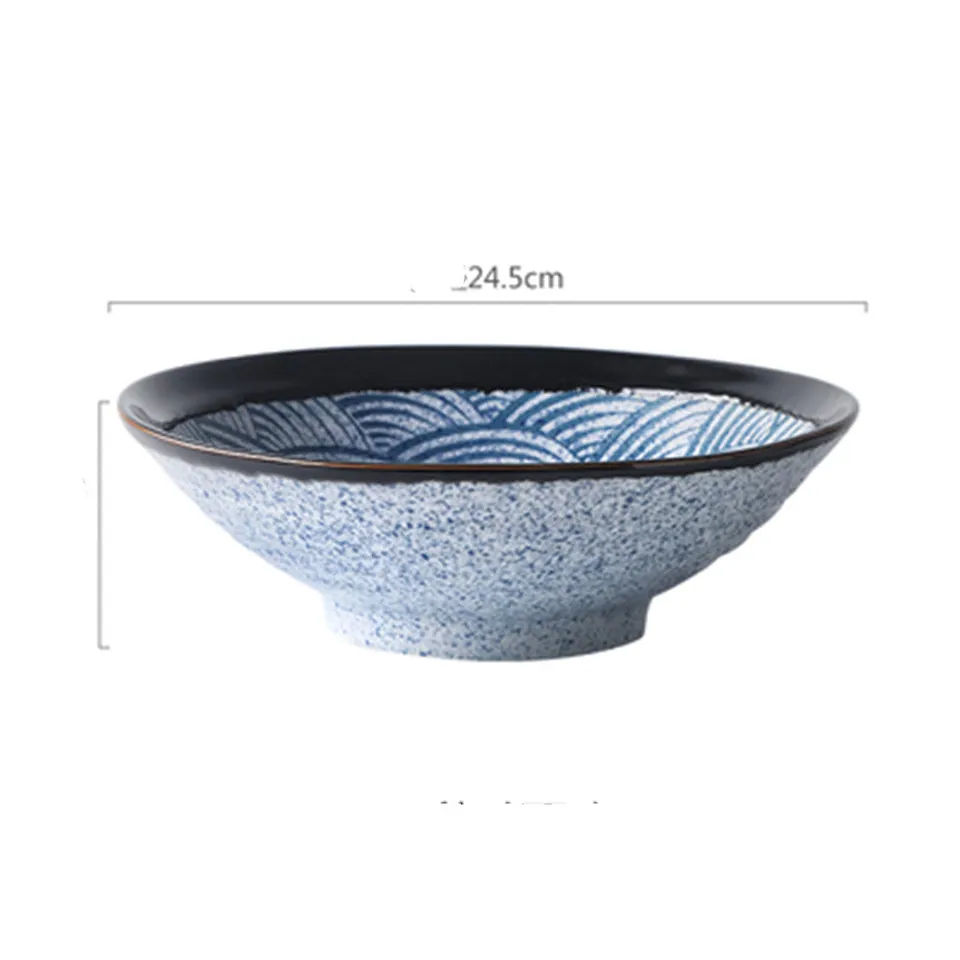 Bol à ramen japonais en porcelaine bleue Pagode, 24,5 cm, vue 3