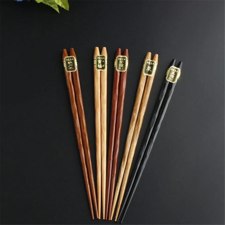 Coffret de 5 baguettes japonaises en bois Parme, vue 2