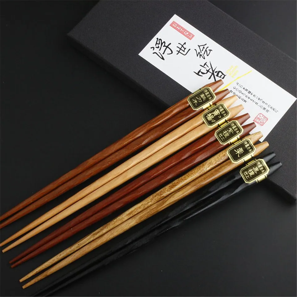 Coffret de 5 baguettes japonaises en bois Parme, vue 3