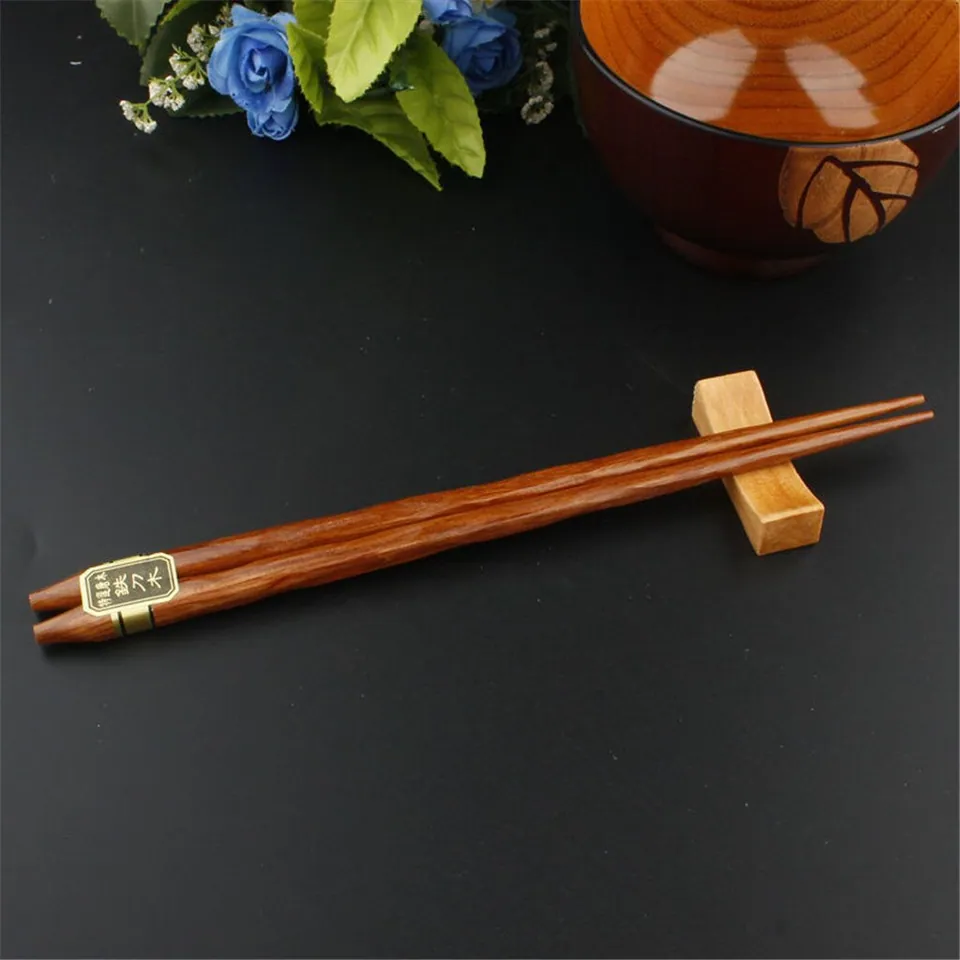 Coffret de 5 baguettes japonaises en bois Parme, vue 4