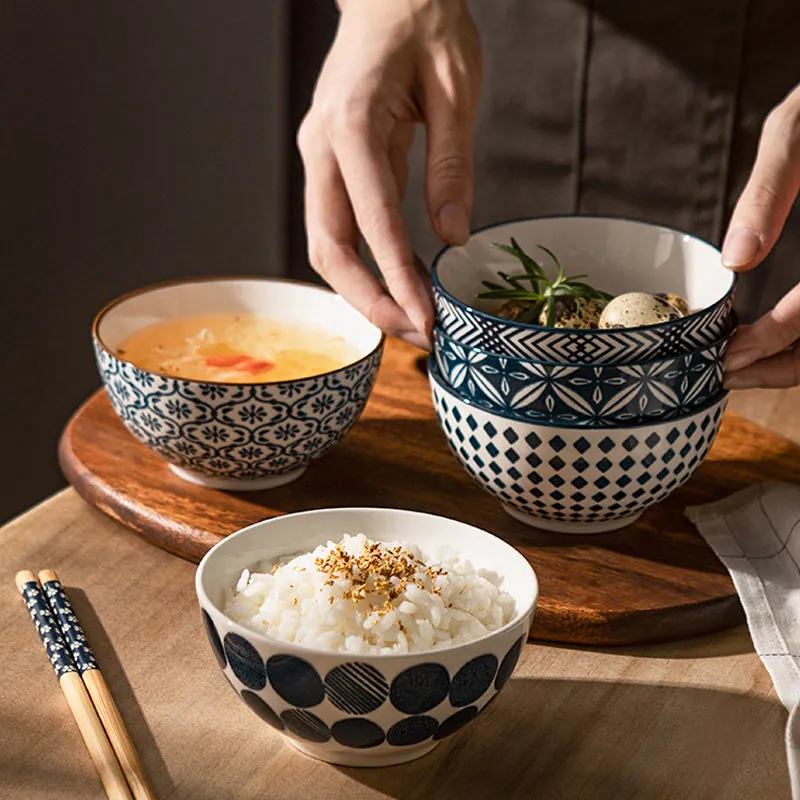 Coffret de 5 bols à riz japonais en céramique Opale, vue 3