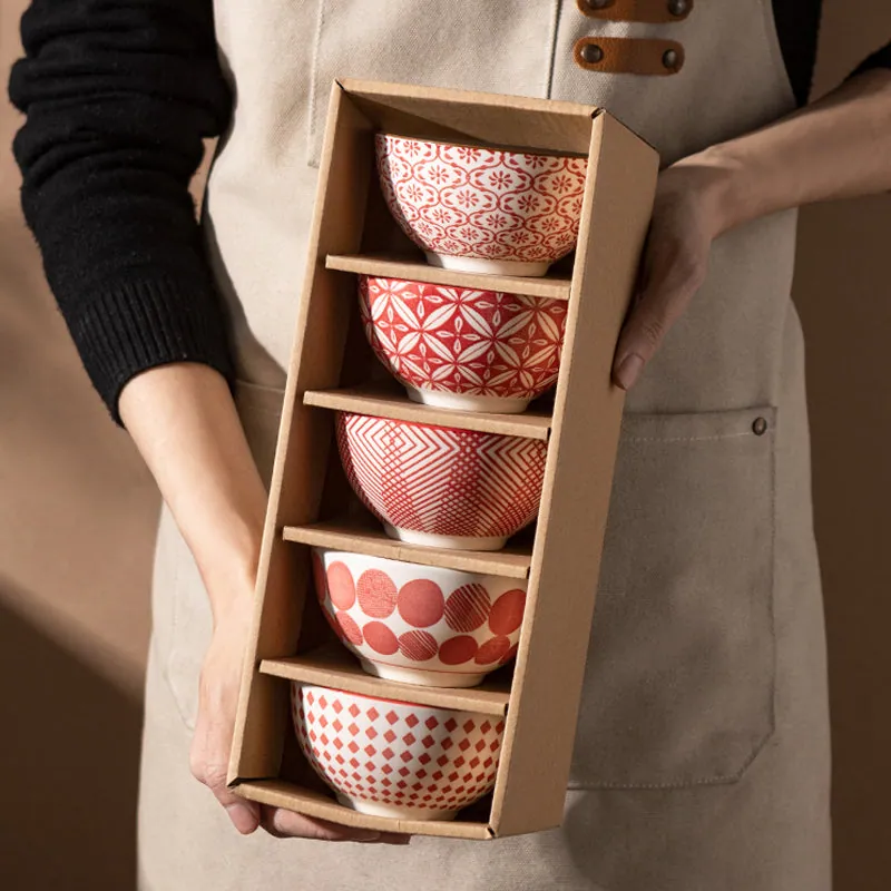 Coffret de 5 bols à riz japonais en céramique Opale, vue 6