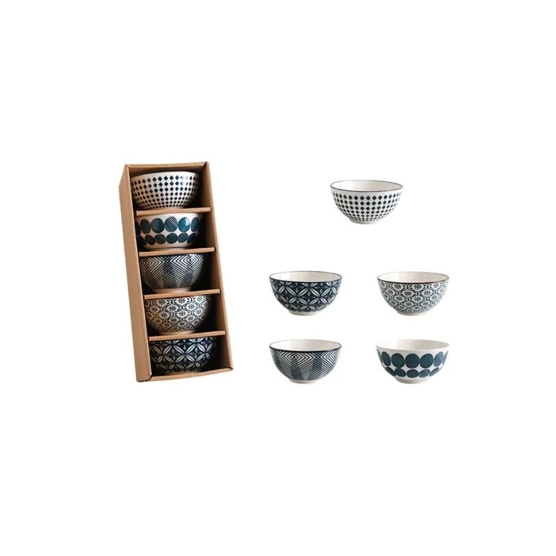 Coffret de 5 bols à riz japonais en céramique Opale, vue 7