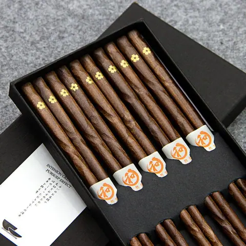 Coffret de baguettes japonaises en bois laqué Terre, 23 cm