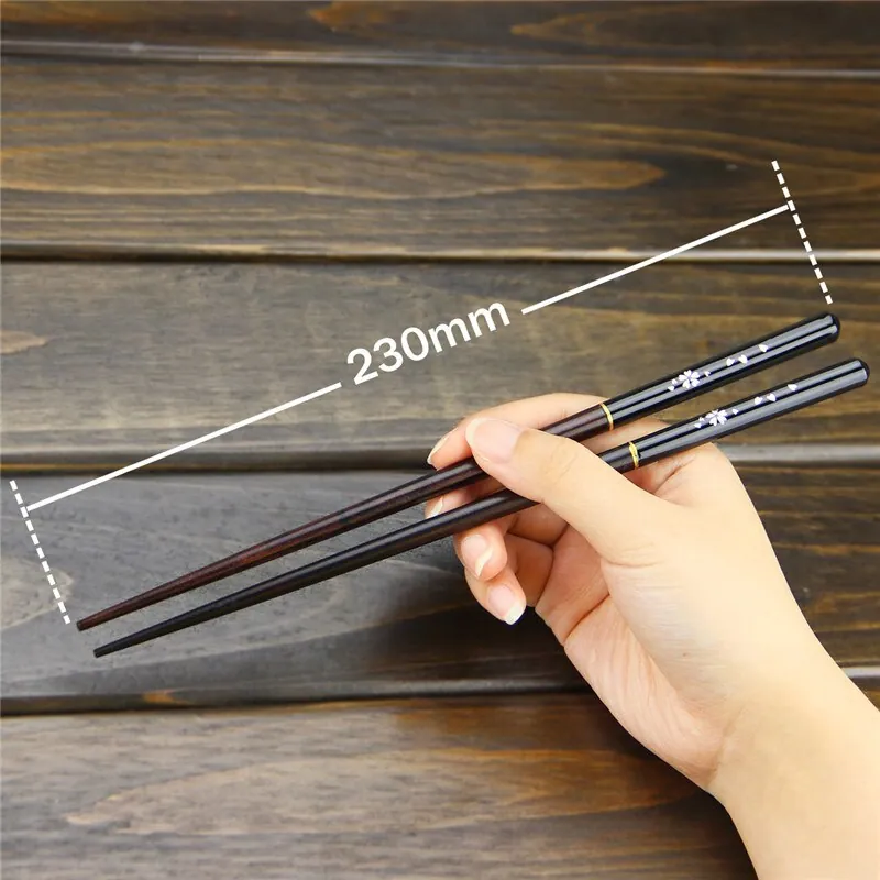 Coffret de baguettes japonaises en bois laqué Terre, 23 cm, vue 5