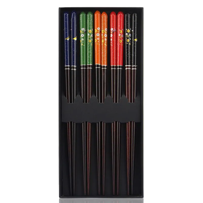 Coffret de baguettes japonaises en bois laqué Terre, 23 cm, vue 6