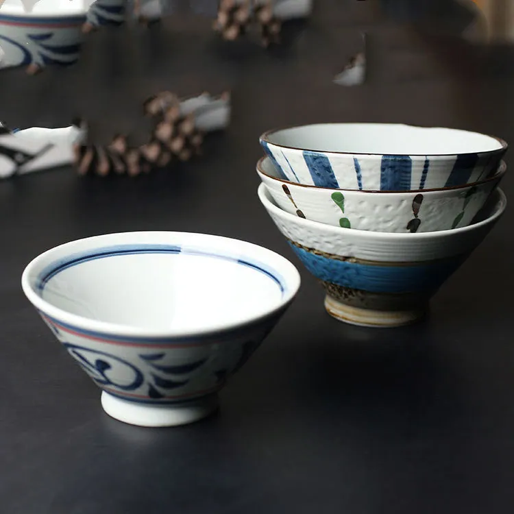 Coffret de 4 bols à riz japonais Solstice, grès aux décors assortis, vue 2